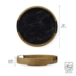Black Marble Lazy Susan Serve Tray -Home Tableware 5298047 GB Black Marble Lazy Susan Infographics Dims