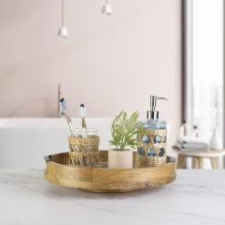 Gray Marble Lazy Susan Serve Tray -Home Tableware 5298048 GB Gray Marble Lazy Susan Bathroom Lifestyle