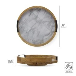 Gray Marble Lazy Susan Serve Tray -Home Tableware 5298048 GB Gray Marble Lazy Susan Infographics Dims