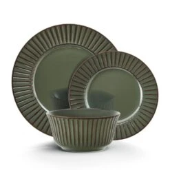 Dannie Green 12 Piece Dinnerware Set, Service For 4 -Home Tableware 5305443 FR dannie12pcdinnerwareset