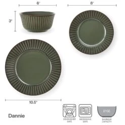 Dannie Green 12 Piece Dinnerware Set, Service For 4 -Home Tableware 5305443 IG Dannie12PCDInnerwareSet