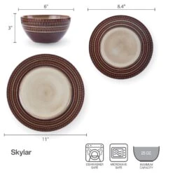 Skylar 12 Piece Dinnerware Set, Service For 4 -Home Tableware PFZ 5296880 Skylar 3pc Dims Infographic Copy