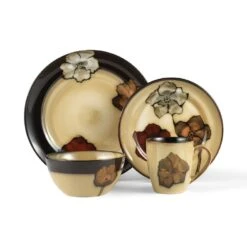 Painted Poppies 16 Piece Dinnerware Set, Service For 4