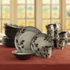 Rustic Leaves Service For 8 With Serveware -Home Tableware RusticLeavesRD 32pc alt
