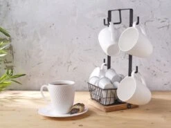 Stella Mug Tree With Storage Basket 12 Stella Mug Tree With Storage Basket -Home Tableware Stella Mug Tree With Basket 5304325 3