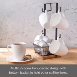 Stella Mug Tree With Storage Basket 15 Stella Mug Tree With Storage Basket -Home Tableware Stella Mug Tree With Basket 5304325 6