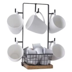 Stella Mug Tree With Storage Basket 17 Stella Mug Tree With Storage Basket -Home Tableware Stella Mug Tree With Basket 5304325 8