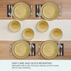 Trellis Sunflower 12 Piece Dinnerware Set, Service For 4 18 Trellis Sunflower 12 Piece Dinnerware Set, Service For 4 -Home Tableware Trellis Sunflower Yellow 12 Piece Dinnerware Set 5312656 6