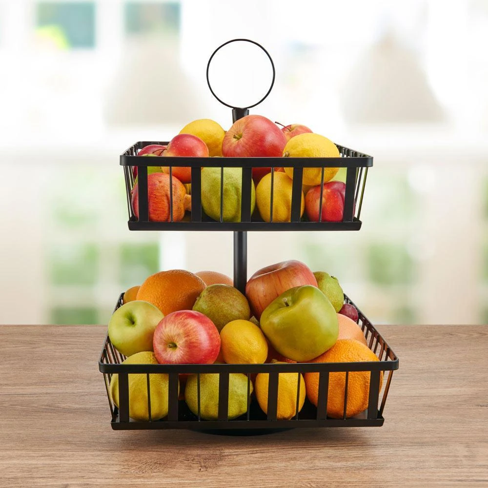 Band And Stripe 2 Tier Rotating Fruit Storage Basket 4 Band And Stripe 2 Tier Rotating Fruit Storage Basket - Image 2