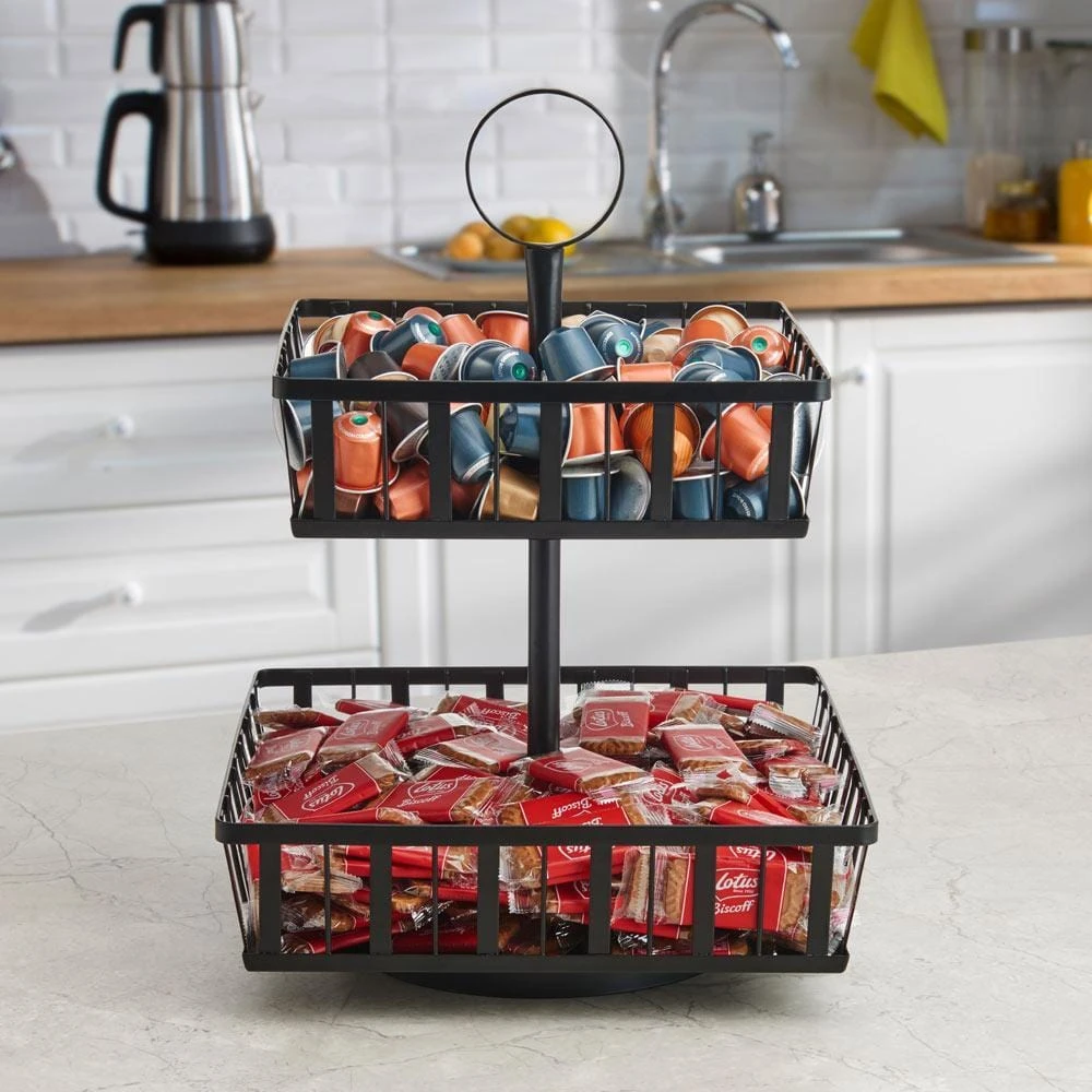 Band And Stripe 2 Tier Rotating Fruit Storage Basket 5 Band And Stripe 2 Tier Rotating Fruit Storage Basket - Image 3