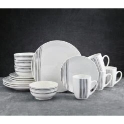 Brushed Lines 16 Piece Dinnerware Set, Service For 4 -Home Tableware brushed lines 16 piece dinnerware set service for 4 5287314 3