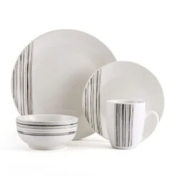 Brushed Lines 16 Piece Dinnerware Set, Service For 4 -Home Tableware brushed lines 16 piece dinnerware set service for 4 5287314 9