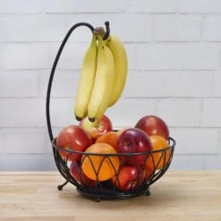 Dahlia Fruit Storage Basket With Banana Hook -Home Tableware dahlia fruit storage basket with banana hook 5288635 3