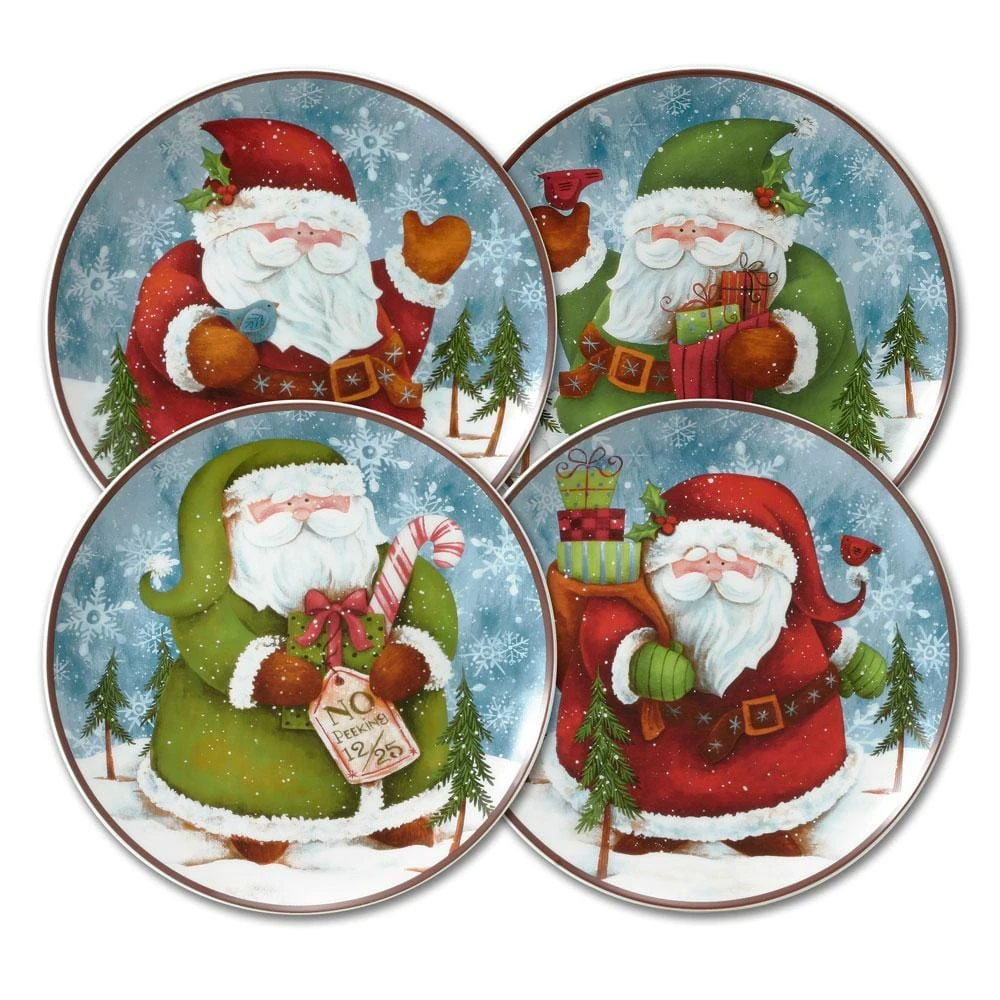 Evergreen Ernie Set Of 4 Santa Salad Plates 3 Evergreen Ernie Set Of 4 Santa Salad Plates
