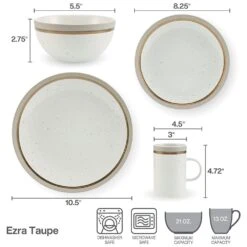 Ezra Taupe 16 Piece Dinnerware Set, Service For 4 -Home Tableware ezra taupe 16 piece dinnerware set service for 4 5287911 10