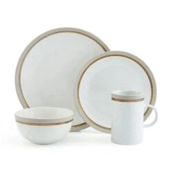 Ezra Taupe 16 Piece Dinnerware Set, Service For 4 -Home Tableware ezra taupe 16 piece dinnerware set service for 4 5287911 9