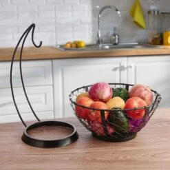 Farmers Market Fruit Basket With Banana Hanger -Home Tableware farmers market fruit basket with banana hanger 5273923 3