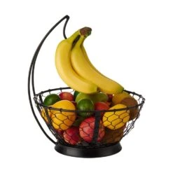 Farmers Market Fruit Basket With Banana Hanger -Home Tableware farmers market fruit basket with banana hanger 5273923 4