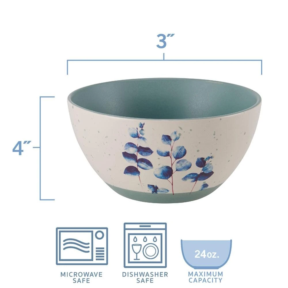 Floral Blue Set Of 6 Soup Cereal Bowls, Assorted 8 Floral Blue Set Of 6 Soup Cereal Bowls, Assorted - Image 6