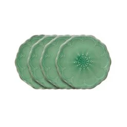 French Lace Set Of 4 Green Salad Plates