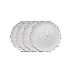 French Lace Set Of 4 White Salad Plates