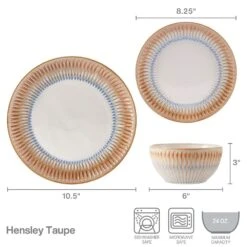 Hensley Taupe 12 Piece Dinnerware Set, Service For 4 -Home Tableware hensley taupe 12 piece dinnerware set service for 4 5291363 5
