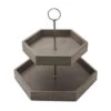 Hexagon 2 Tiered Mango Wood Serve Tray -Home Tableware hexagon 2 tier mango wood serve tray 5277414 1