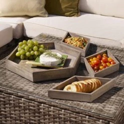 Hexagon 4 Piece Mango Wood Tray Set -Home Tableware hexagon 4 piece mango wood tray set 5277415 3