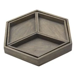 Hexagon 4 Piece Mango Wood Tray Set -Home Tableware hexagon 4 piece mango wood tray set 5277415 4