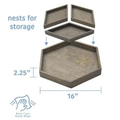 Hexagon 4 Piece Mango Wood Tray Set -Home Tableware hexagon 4 piece mango wood tray set 5277415 7