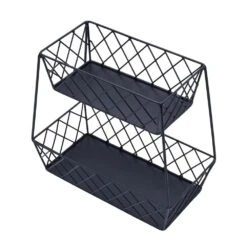 Lattice Farm Flat Back 2 Tier Storage Basket -Home Tableware lattice farm flat back 2 tier storage basket 5290926 3