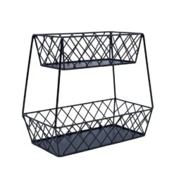 Lattice Farm Flat Back 2 Tier Storage Basket -Home Tableware lattice farm flat back 2 tier storage basket 5290926 4