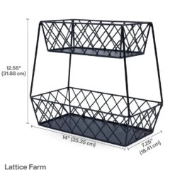 Lattice Farm Flat Back 2 Tier Storage Basket -Home Tableware lattice farm flat back 2 tier storage basket 5290926 5