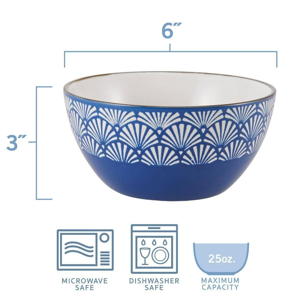 Navy Set Of 6 Soup Cereal Bowls, Assorted 8 Navy Set Of 6 Soup Cereal Bowls, Assorted - Image 6