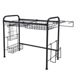 Over The Sink 2 Tier Organizer Dish Drying Rack, 31 Inch -Home Tableware over the sink 2 tier organizer dish drying rack 31 inch black 5277144 3