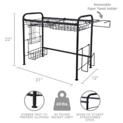 Over The Sink 2 Tier Organizer Dish Drying Rack, 31 Inch -Home Tableware over the sink 2 tier organizer dish drying rack 31 inch black 5277144 4