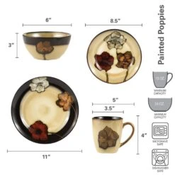 Painted Poppies 32 Piece Dinnerware Set, Service For 8 15 Painted Poppies 32 Piece Dinnerware Set, Service For 8 -Home Tableware painted poppies dinnerware set 5111340 8 c4a4ffa7 ec01 49a7 95d6 c82daf0dac6d