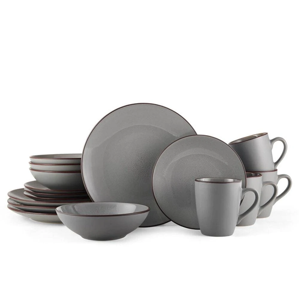 Pierce Gray 16 Piece Dinnerware Set, Service For 4 3 Pierce Gray 16 Piece Dinnerware Set, Service For 4