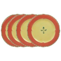 Pistoulet® Set Of 4 Dinner Plates With Red Band