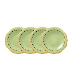 Pistoulet® Set Of 4 Salad Plates With Yellow Band