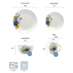 Rhea 16 Piece Dinnerware Set, Service For 4 -Home Tableware rhea 16 piece dinnerware set service for 4 5287313 10