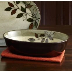Rustic Leaves Oval Serve Bowl -Home Tableware rustic leaves oval serve bowl 5236145 3
