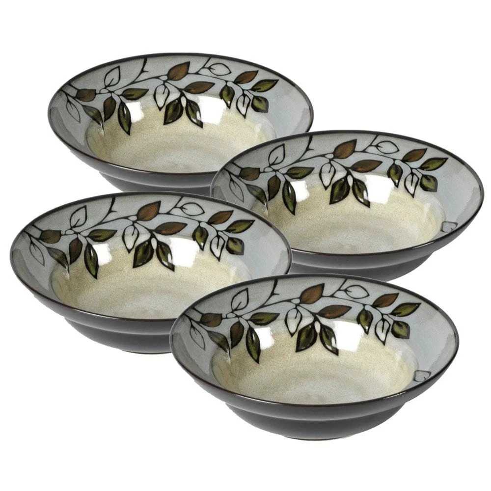 Rustic Leaves Set Of 4 Rim Soup Cereal Bowls 3 Rustic Leaves Set Of 4 Rim Soup Cereal Bowls