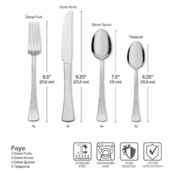 Scott Living Faye 16 Piece Flatware Set, Service For 4 -Home Tableware scott living faye 16 piece flatware set service for 4 5293623 5