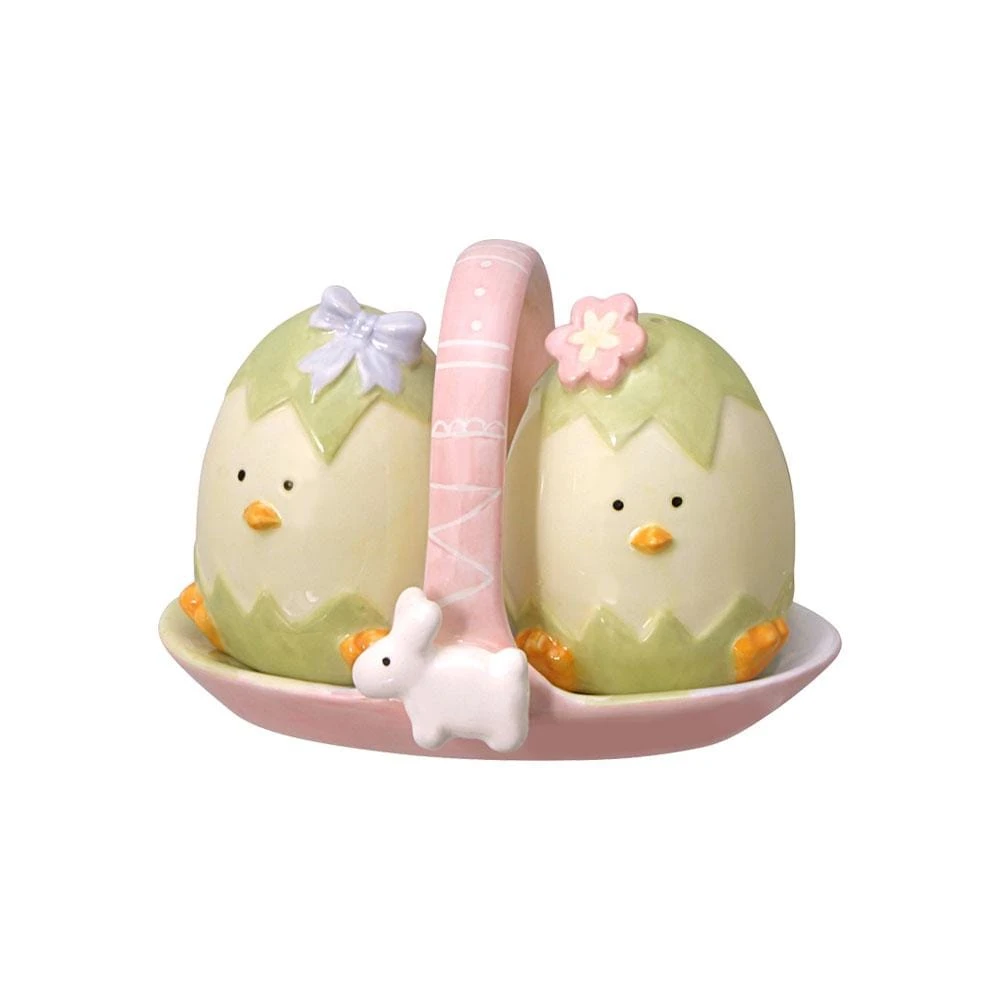 Spring Chicks Easter Salt And Pepper Set With Caddy 3 Spring Chicks Easter Salt And Pepper Set With Caddy