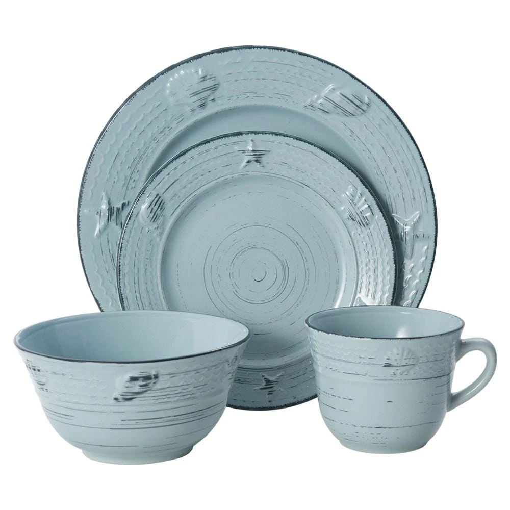 Trellis Coastal Teal 16 Piece Dinnerware Set, Service For 4 5 Trellis Coastal Teal 16 Piece Dinnerware Set, Service For 4 - Image 3