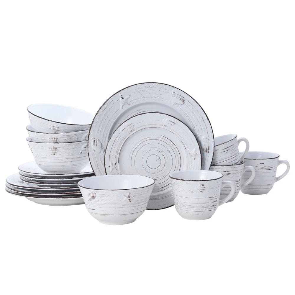 Trellis Coastal White 16 Piece Dinnerware Set, Service For 4 3 Trellis Coastal White 16 Piece Dinnerware Set, Service For 4