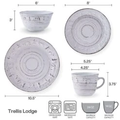 Trellis Lodge White 16 Piece Dinnerware Set, Service For 4 -Home Tableware trellis lodge white 16 piece dinnerware set service for 4 5291367 10