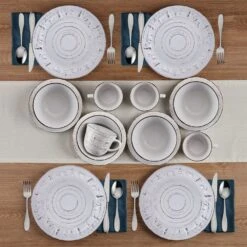 Trellis Lodge White 16 Piece Dinnerware Set, Service For 4 -Home Tableware trellis lodge white 16 piece dinnerware set service for 4 5291367 3