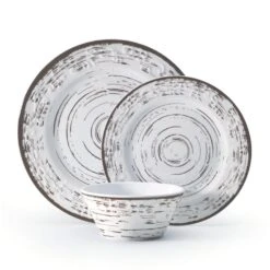 Trellis White 12 Piece Outdoor Melamine Dinnerware Set, Service For 4 -Home Tableware trellis white 12 piece melamine dinnerware set service for 4 5302581 9